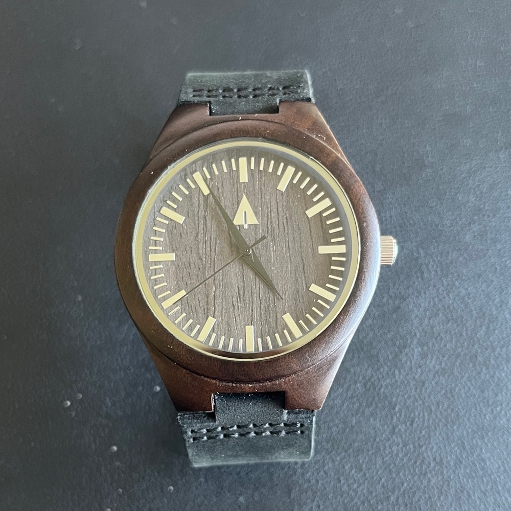 Wooden Watch with Black Strap